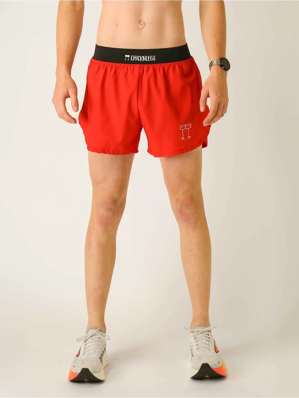 ChicknLegs 4” Half Split Athletic Lined Running Shorts Red/Black Men’s Medium